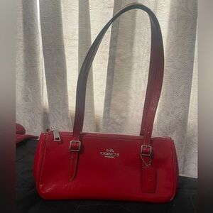 Coach Asher Red Leather Shoulder Bag